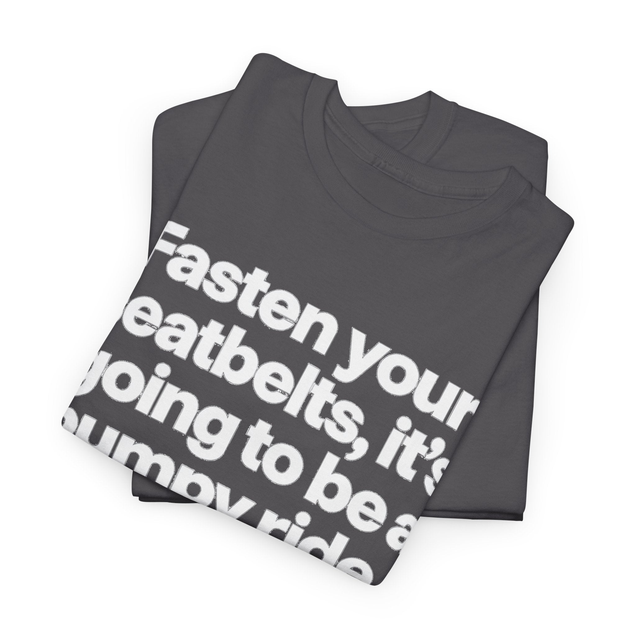 Fasten Your Seatbelts Tee — 'Fasten your seatbelts, it's going to be a bumpy ride.' Graphic T‑Shirt