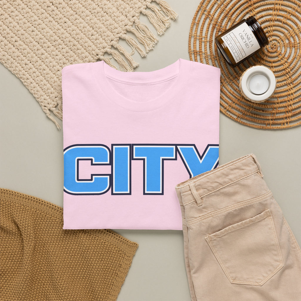 CITY Graphic Tee — Retro Man City Inspired Blue Block Letter T-Shirt