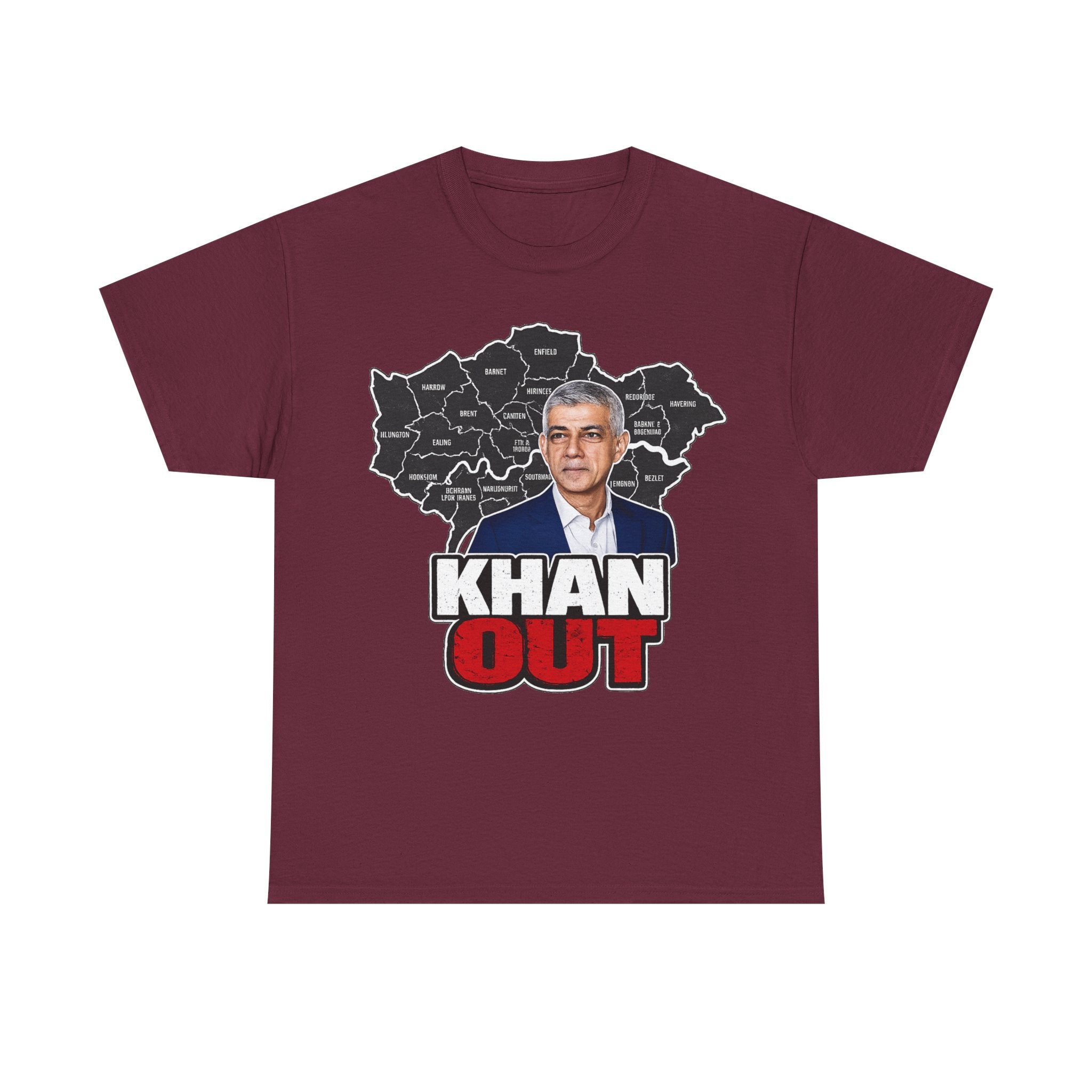 Sadiq Khan Out" Political Protest Tee with Sadiq Khan Graphic T-Shirt