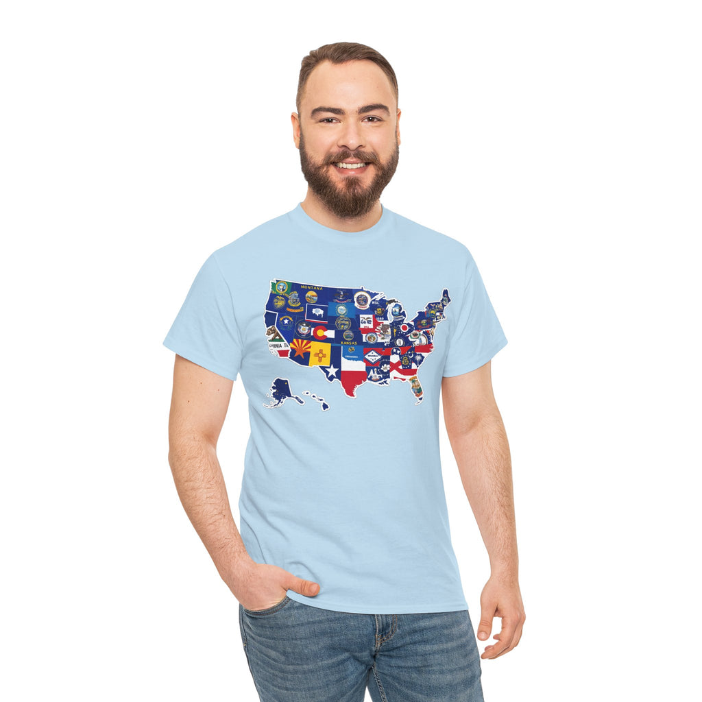 USA Map Flag T-Shirt — United States State Flag Map Tee