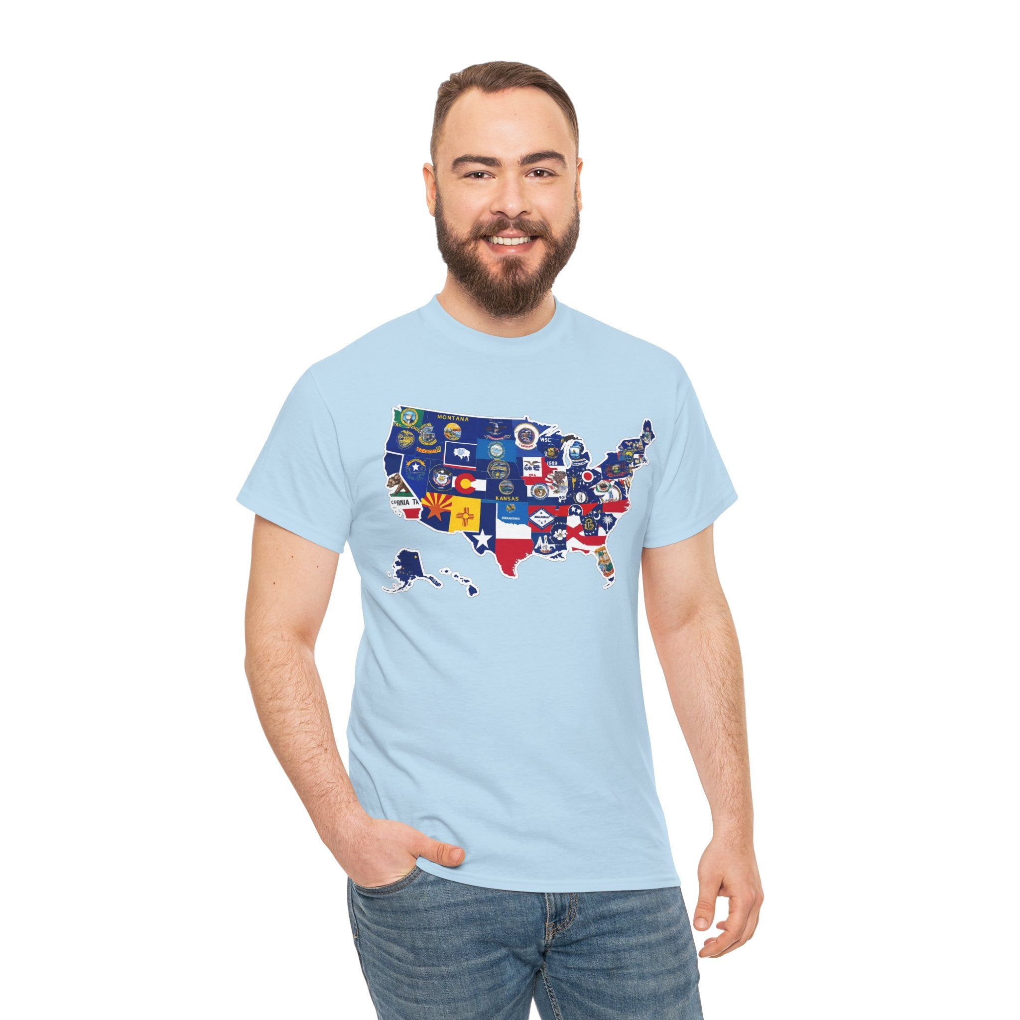 USA Map Flag T-Shirt — United States State Flag Map Tee