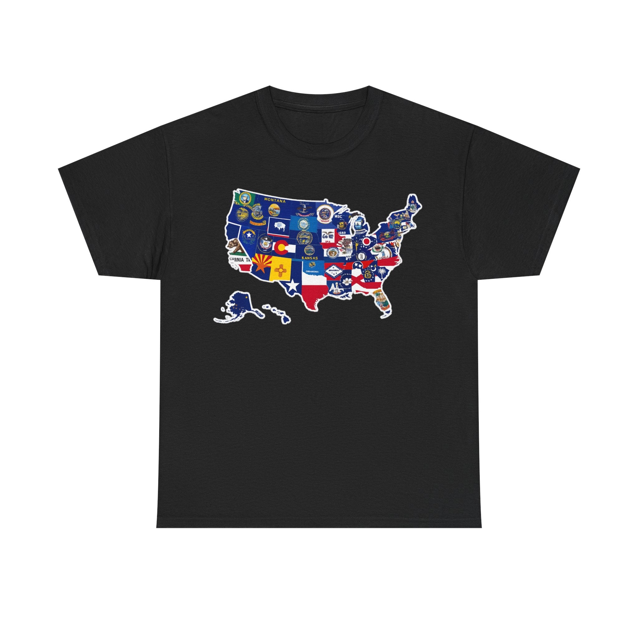 USA Map Flag T-Shirt — United States State Flag Map Tee