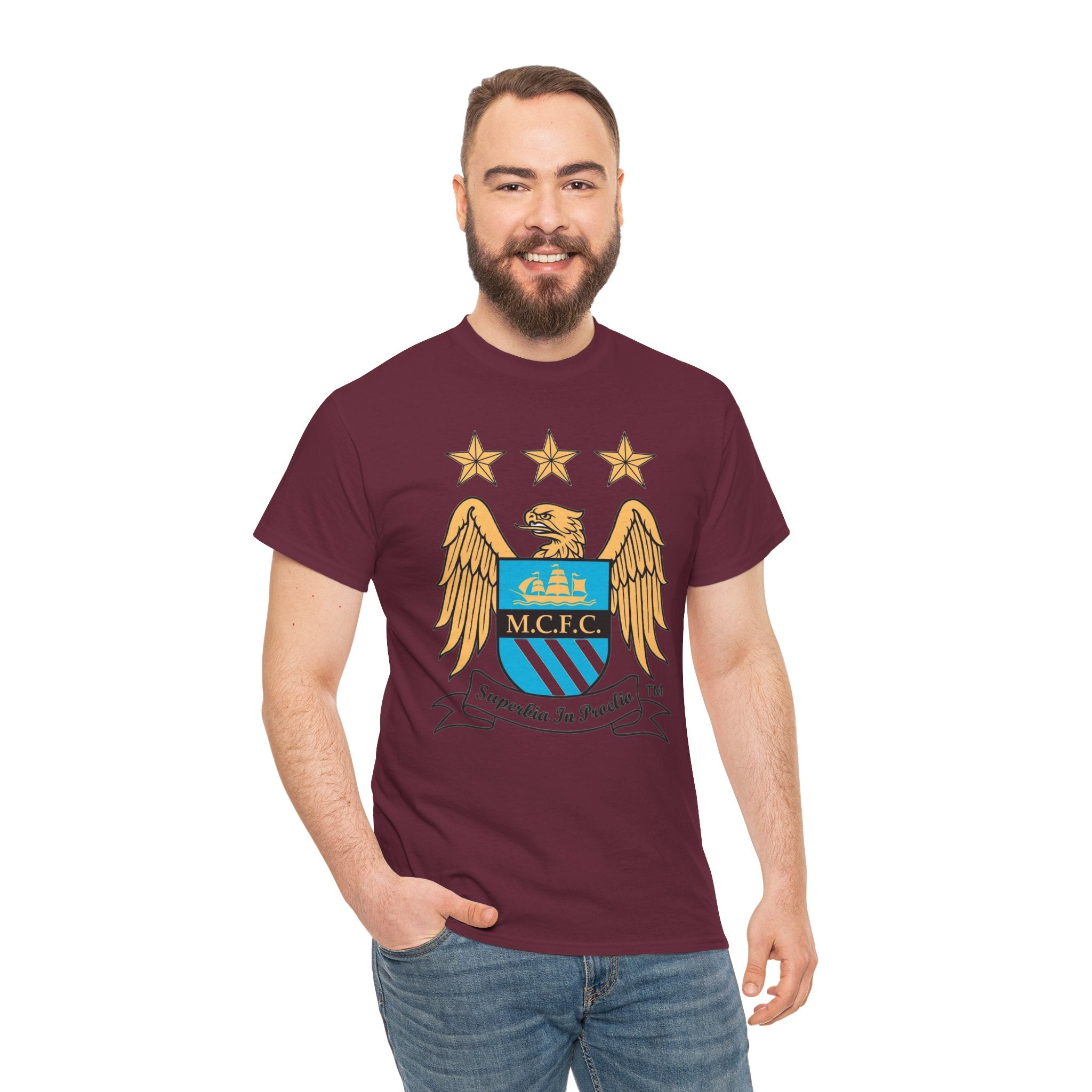 Manchester City Retro Club Crest T‑Shirt — MCFC Vintage Style Club Emblem Tee