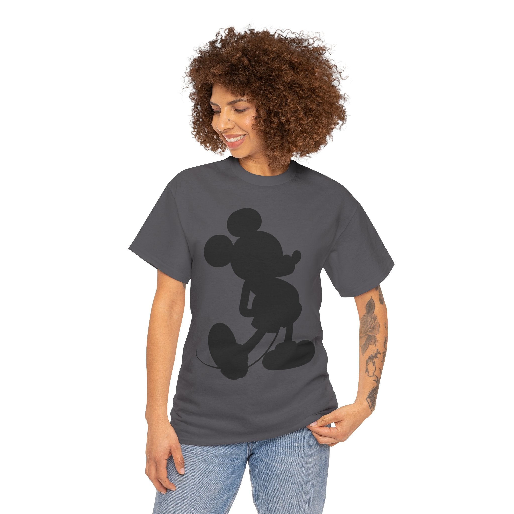 Mickey Mouse Silhouette Graphic Tee — Retro Cartoon Shadow T-Shirt