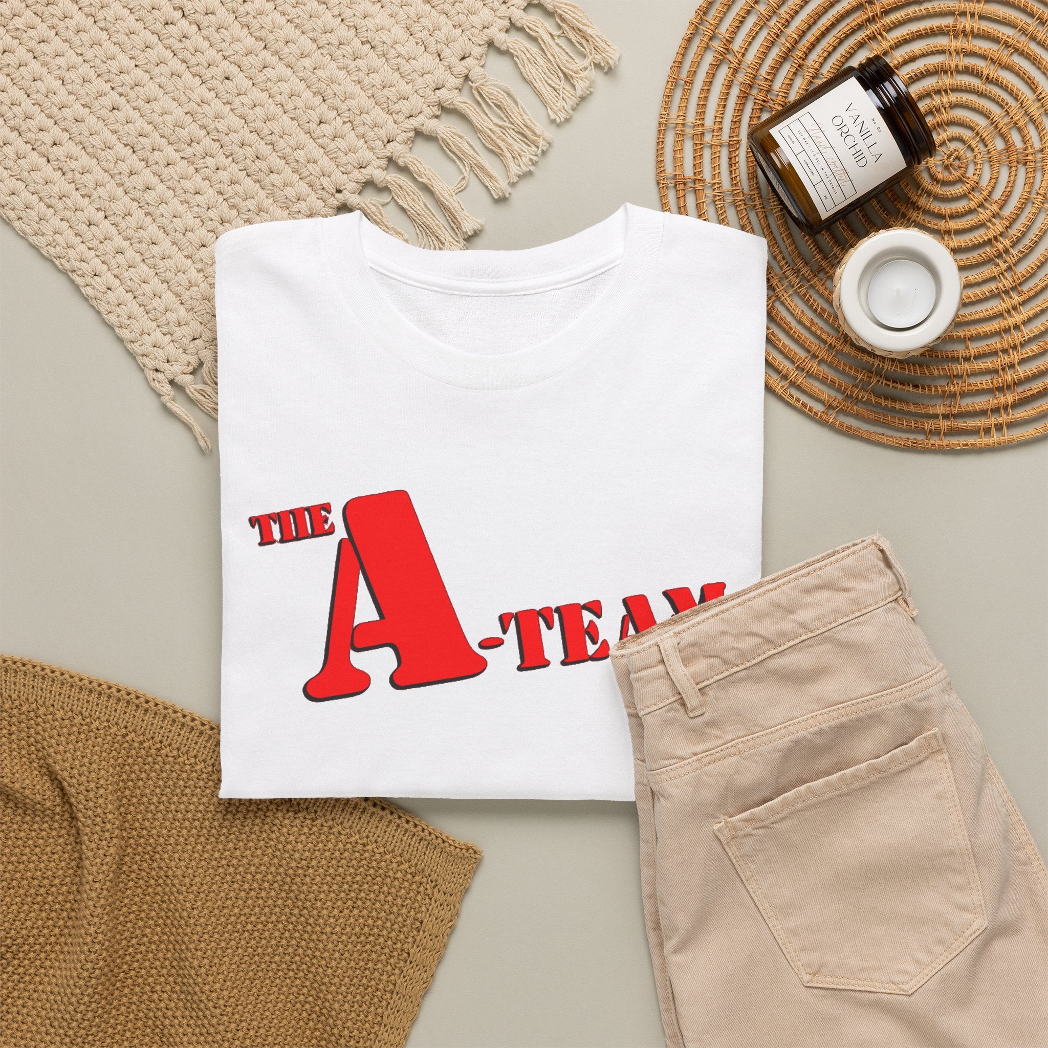 A-Team Graphic Tee — Retro Red Logo Vintage Crew T-Shirt