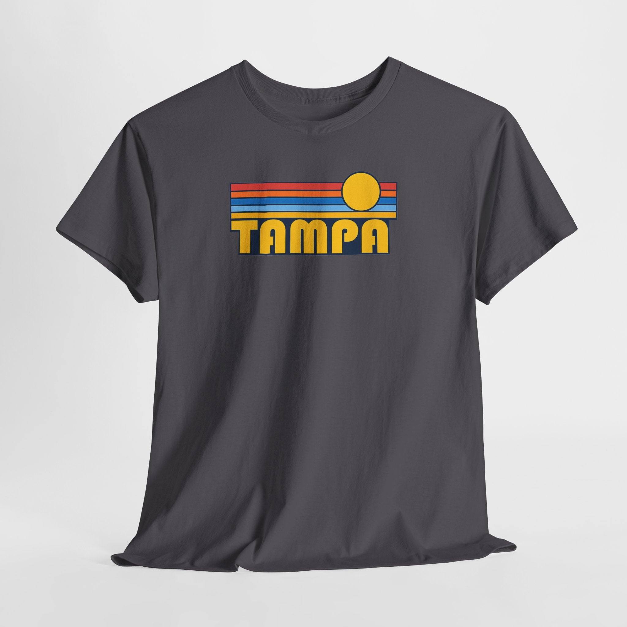 Tampa Retro Sunset T-Shirt — Vintage 70s Striped Beach Tee