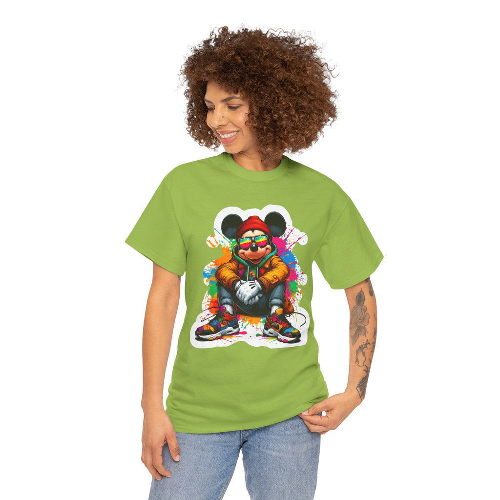 Streetwear Mouse Graphic Tee — Colorful Urban Hip-Hop Cartoon Shirt