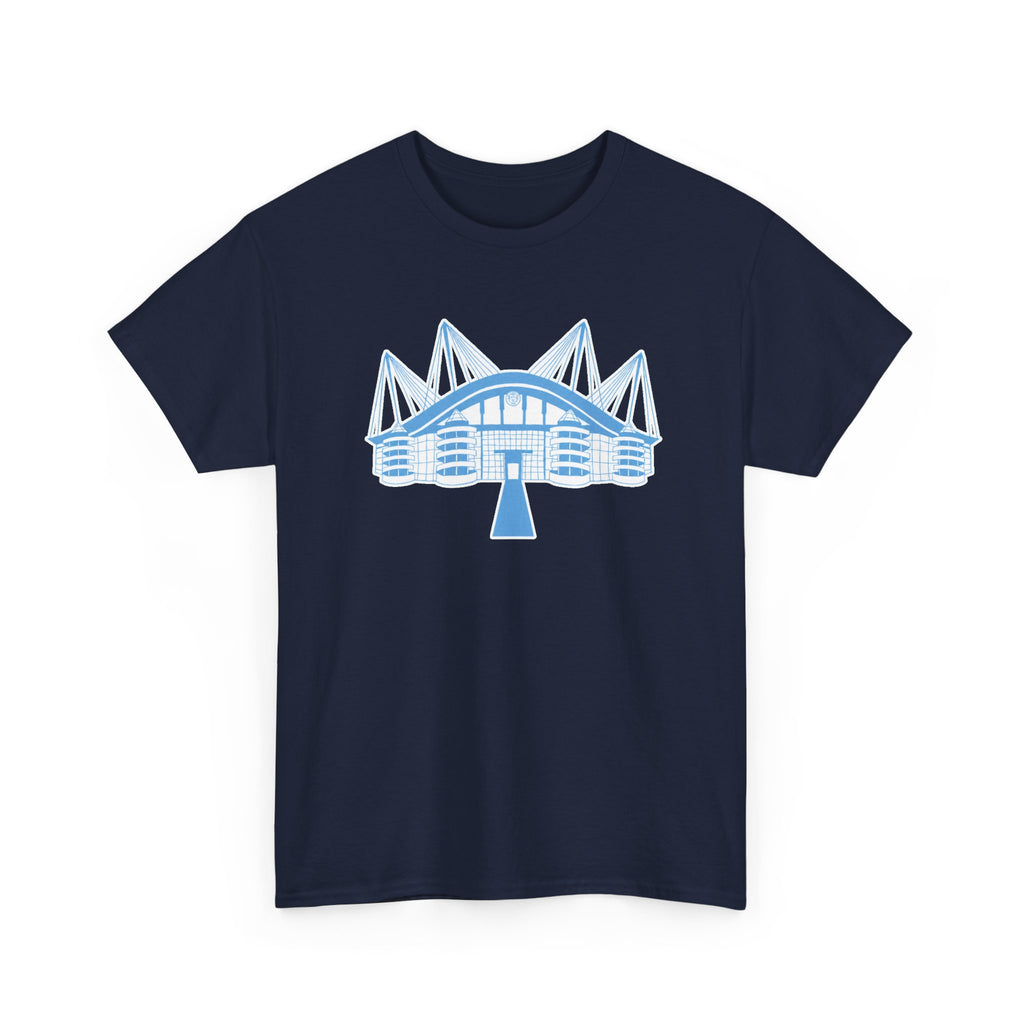 Etihad Stadium Illustration Cotton T-Shirt — Blue Arena Graphic Tee