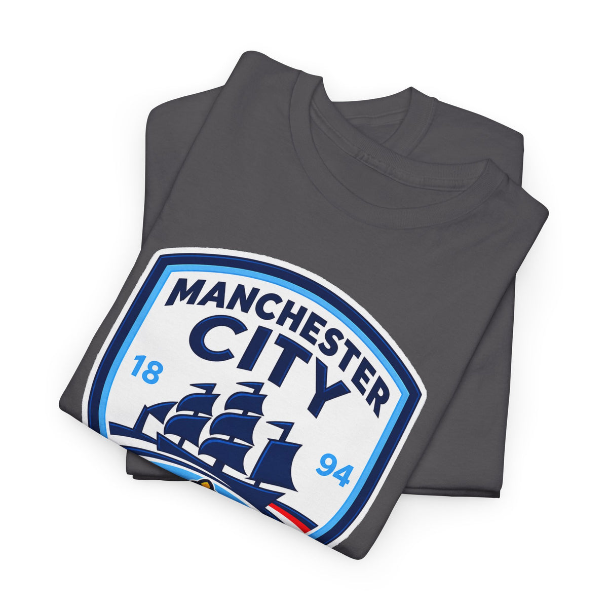Manchester City Inspired Crest Cotton T-Shirt