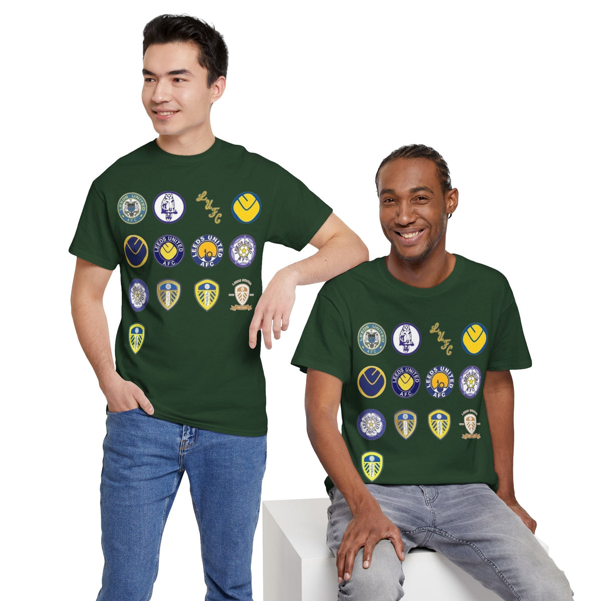 Leeds United Retro Crest Cotton T-Shirt — Vintage Football Club Emblem Tee