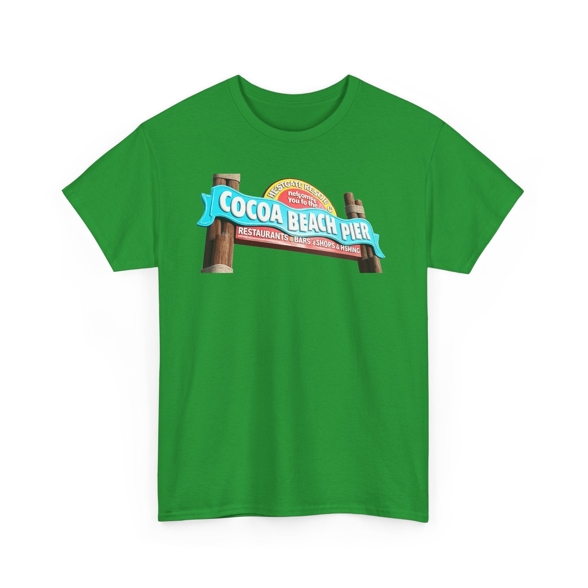 Cocoa Beach Pier T‑Shirt — Retro Beach Sign Vacation Tee