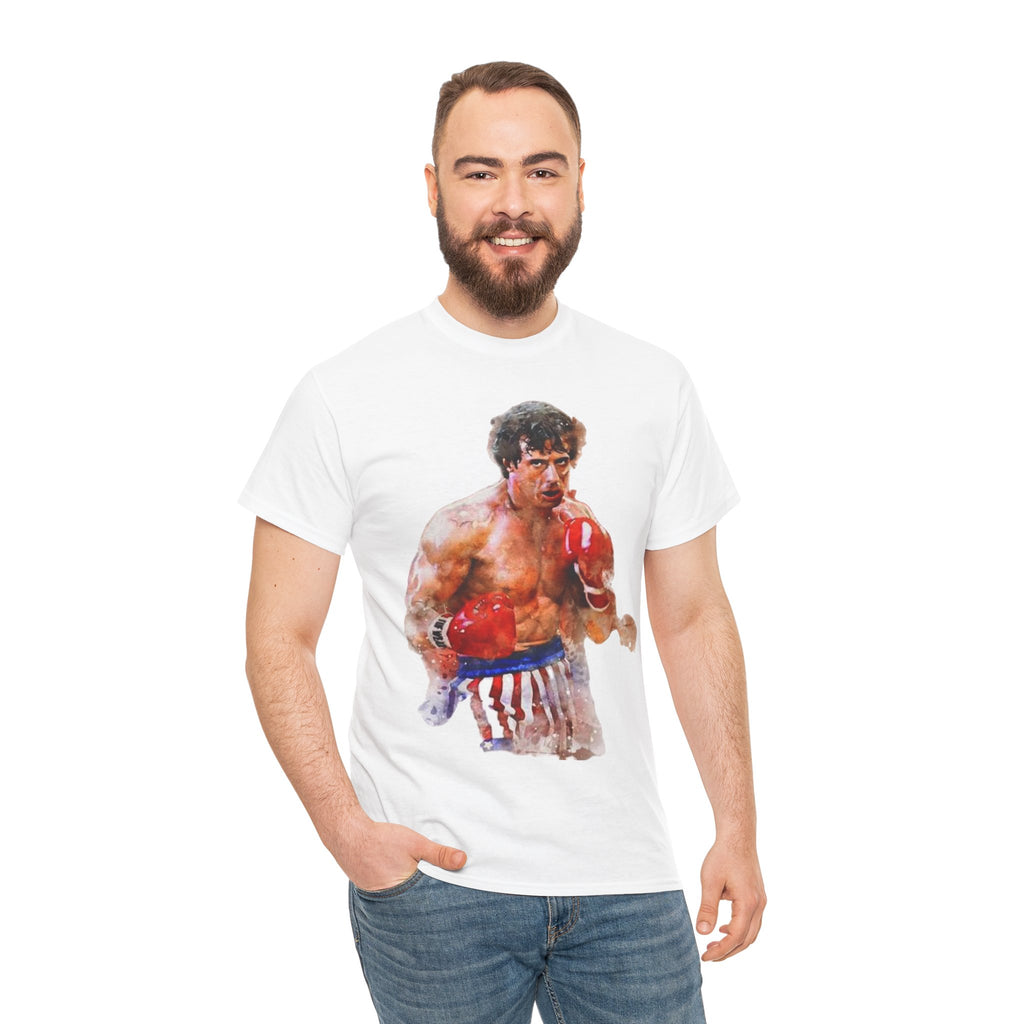 Boxer Rocky Painting T‑Shirt — Vintage American Flag Boxing Tee