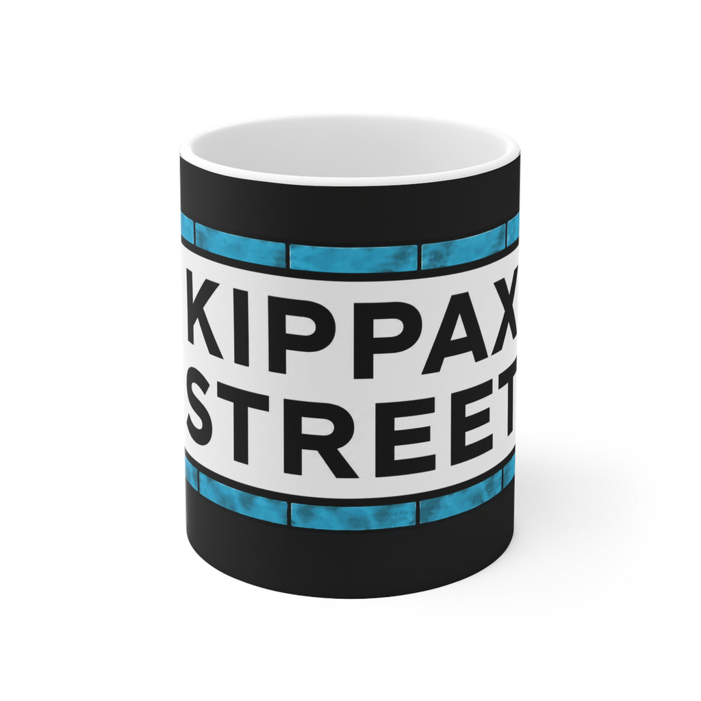 Manchester City Maine Road Kippax Street Ceramic Coffee Mug — Blue Tile Street Sign Design (11oz & 15oz)