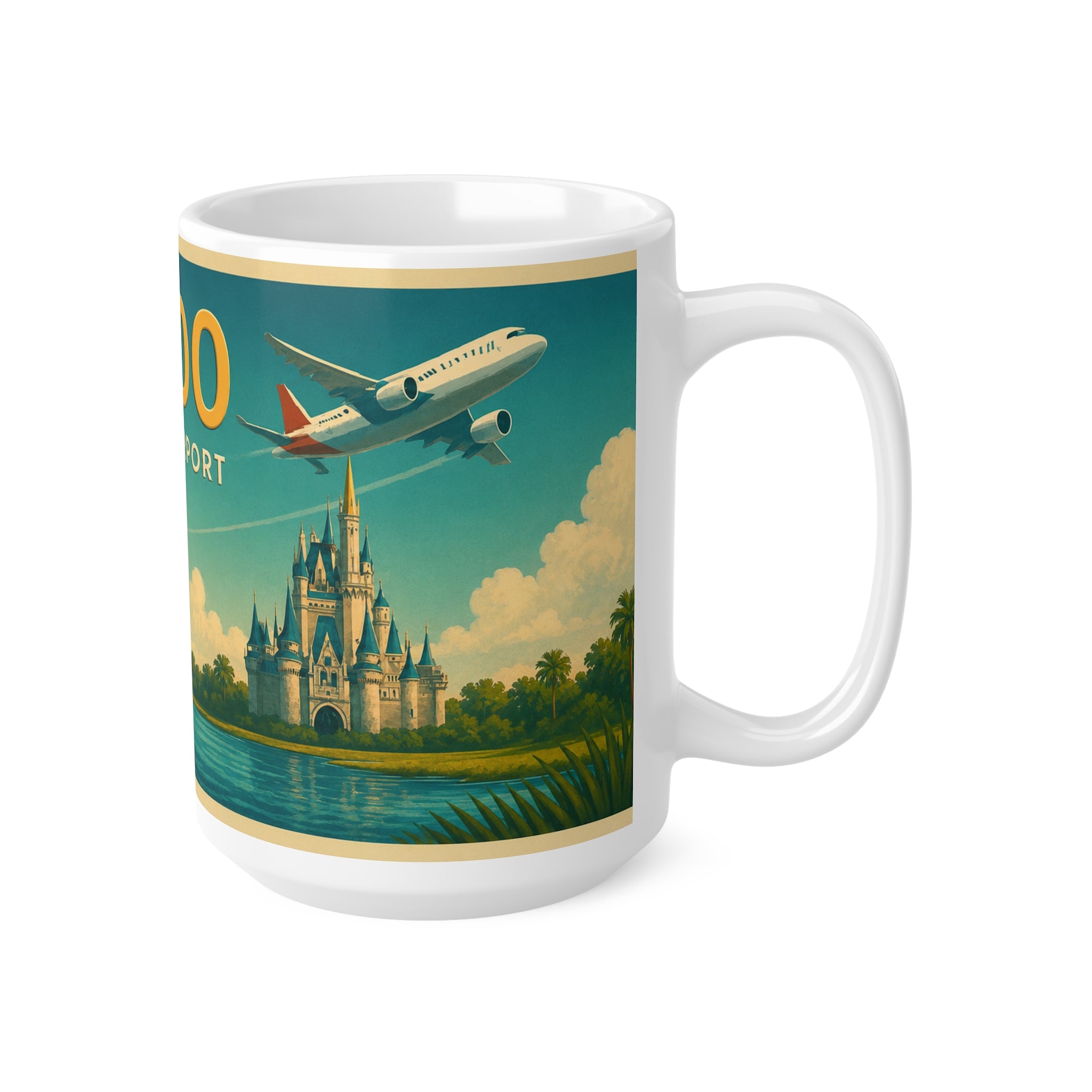 Orlando Vintage Travel Mug – 'Orlando International Airport' Retro Dolphin & Palm Coffee Cup (11oz, 15oz)