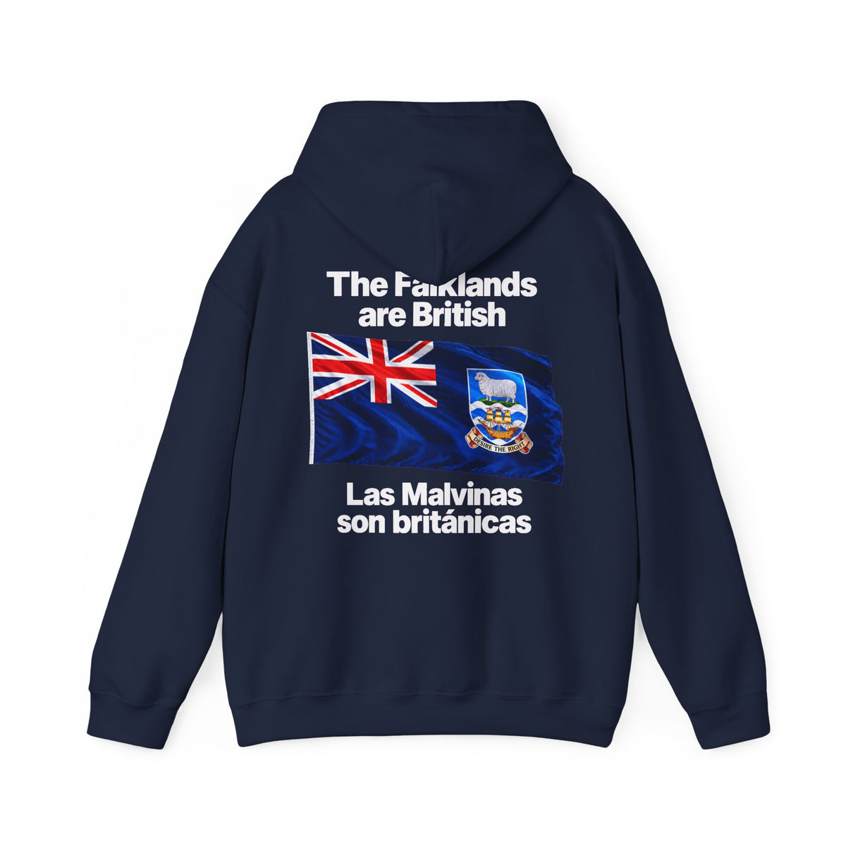 Falklands Are British Hoodie – Bilingual 'Las Malvinas son británicas' Flag Pullover