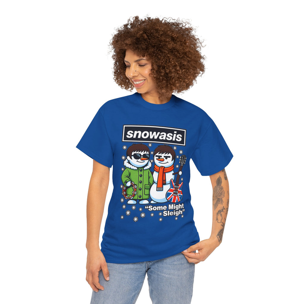 Snowasis ‘Some Might Sleigh’ Christmas Snowman #Oasis Inspired Cotton T-Shirt / Tee