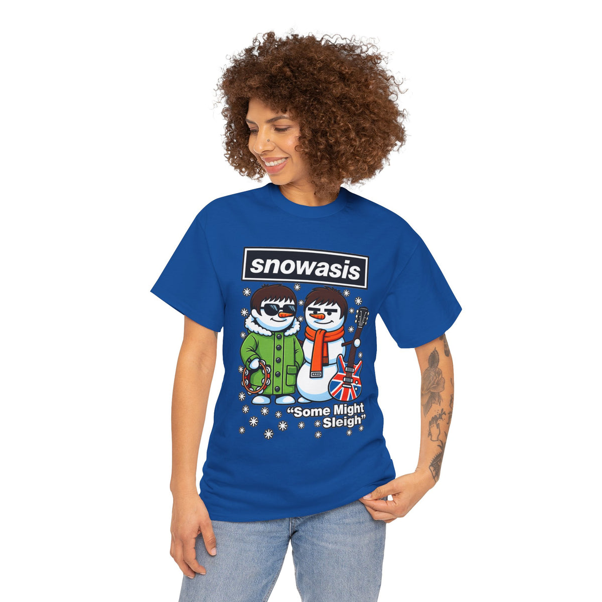 Snowasis ‘Some Might Sleigh’ Christmas Snowman #Oasis Inspired Cotton T-Shirt / Tee