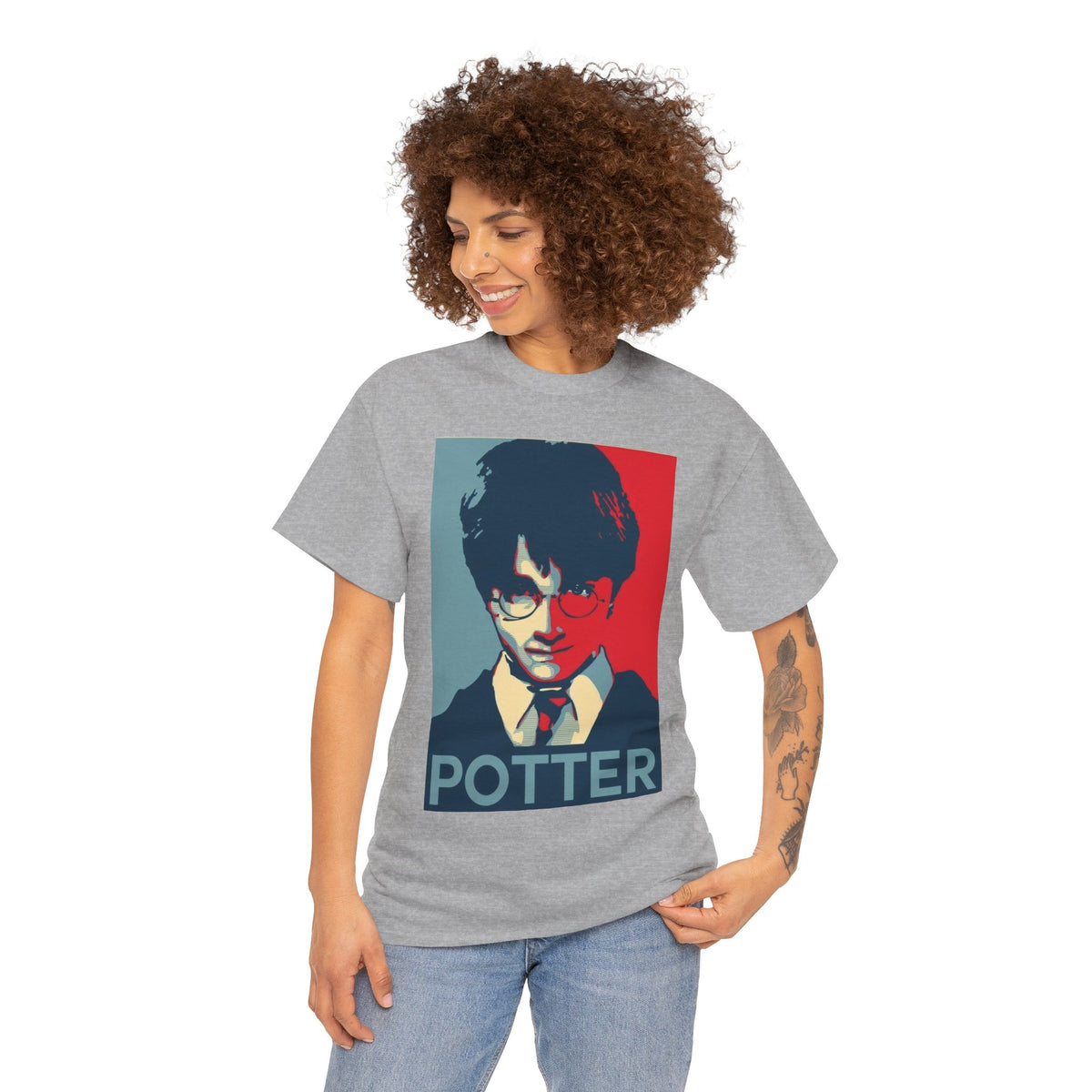 Harry Potter Inspired Vintage Wizard Portrait Cotton T‑Shirt — 'Potter' Graphic Tee