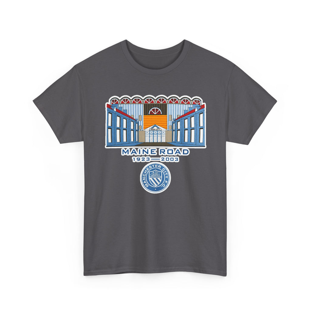 Maine Road 1923–2003 Cotton T-Shirt — Vintage Stadium Illustration Tee