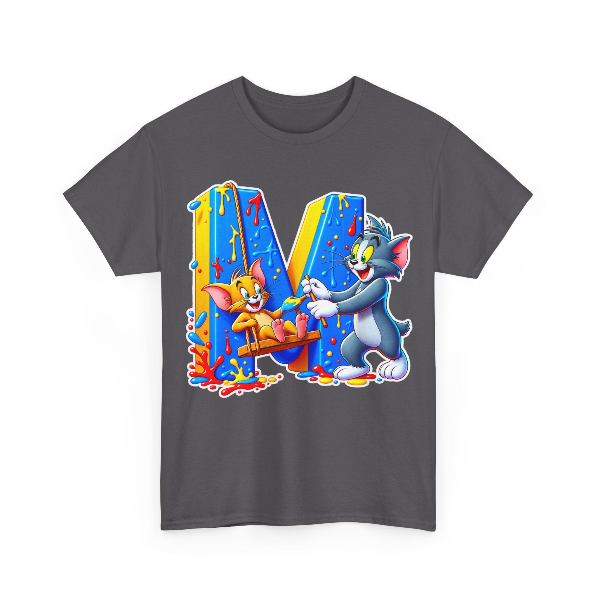 Tom & Jerry Letter M Cotton T-Shirt — Retro Cartoon Graphic Tee