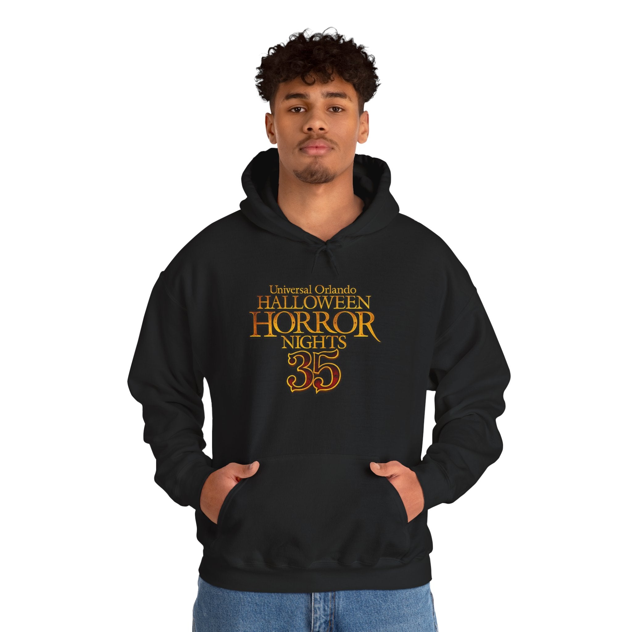 Hoodie — 'Halloween Horror Nights 35' Retro Theme Park Logo Pullover