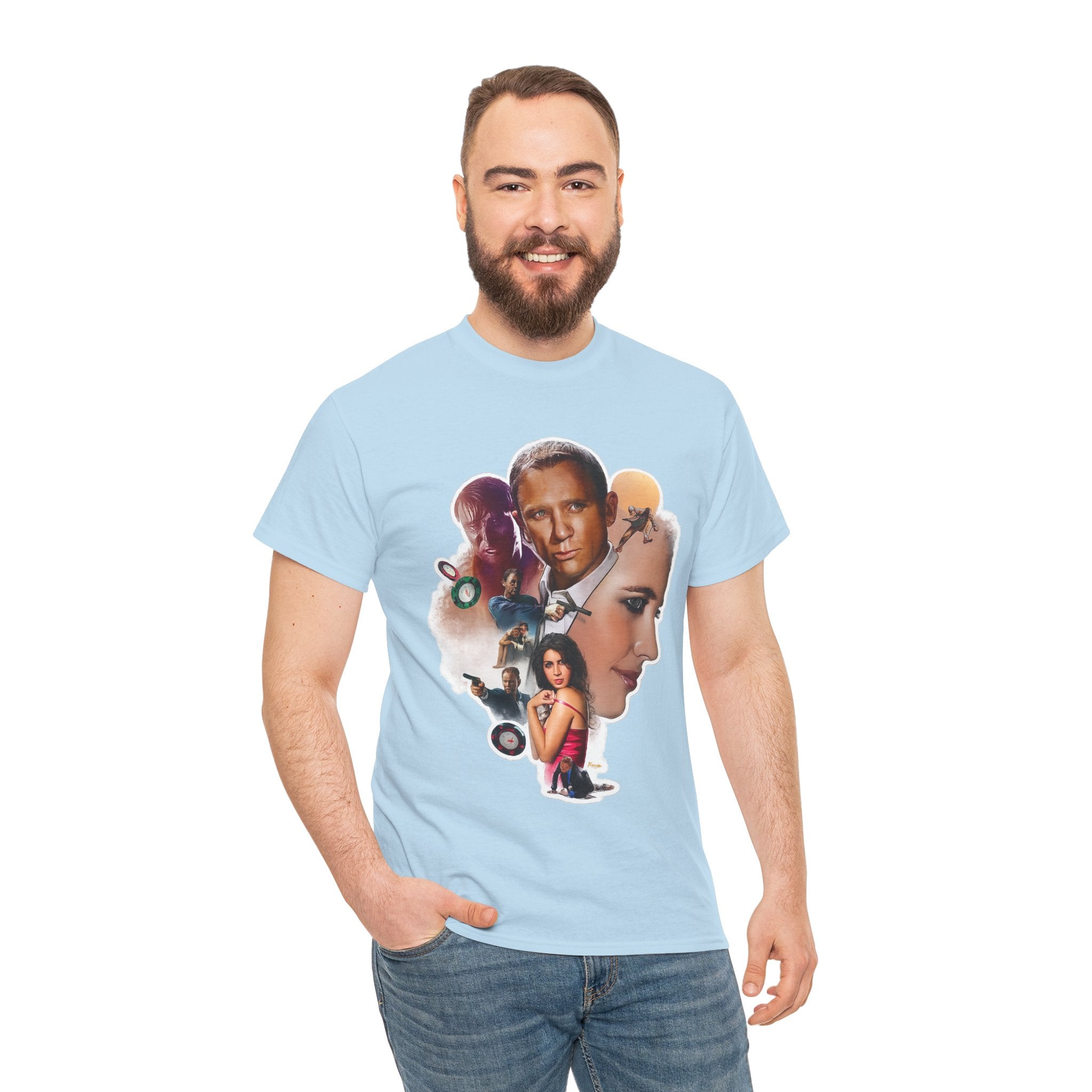 Jame Bond Movie Collage T‑Shirt — Vintage Film Noir Portrait Tee