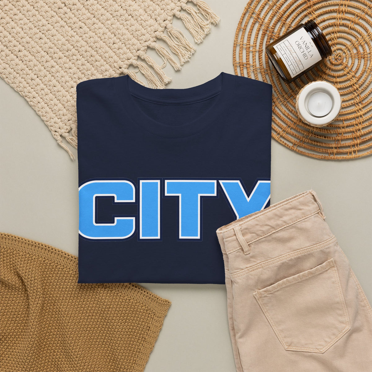CITY Graphic Tee — Retro Man City Inspired Blue Block Letter T-Shirt