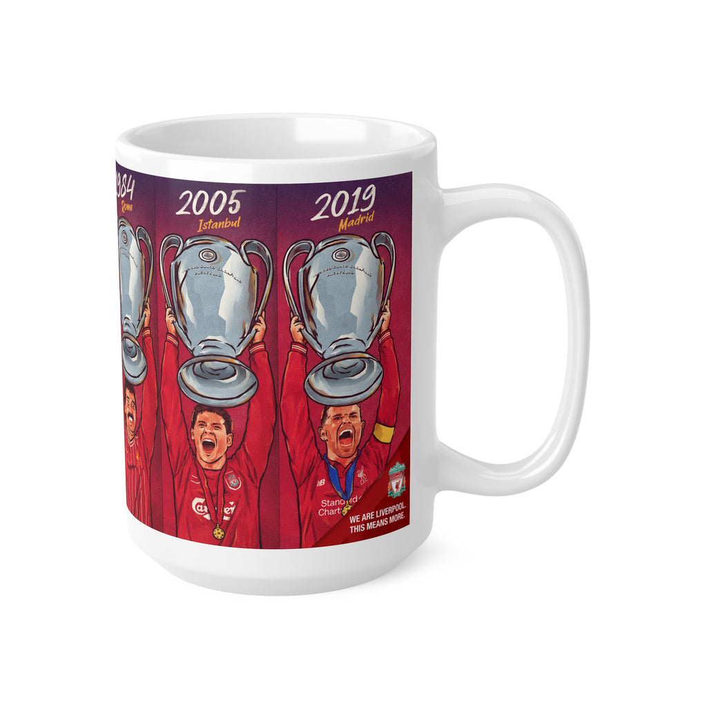 Liverpool Champions Cups Mug — Retro 1977–2019 European Cup Winners Ceramic Coffee Cup (11oz & 15oz)