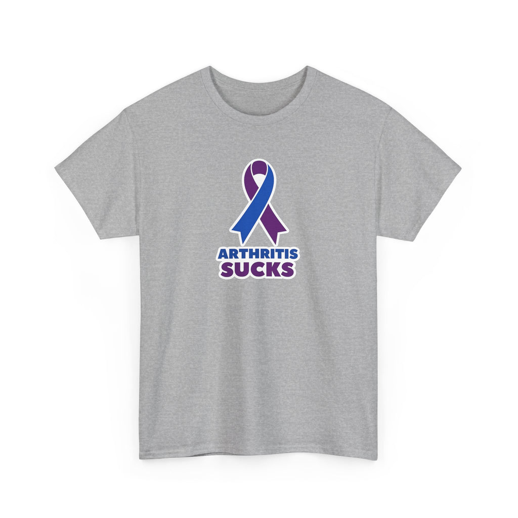 Arthritis Sucks Awareness T-Shirt — Purple & Blue Ribbon Support Tee