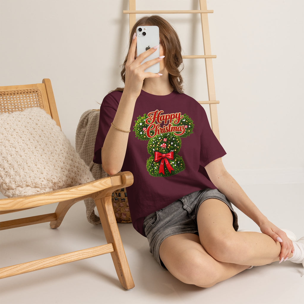 Christmas Wreath Mouse Tee – "Happy Christmas" Holiday Graphic T-Shirt