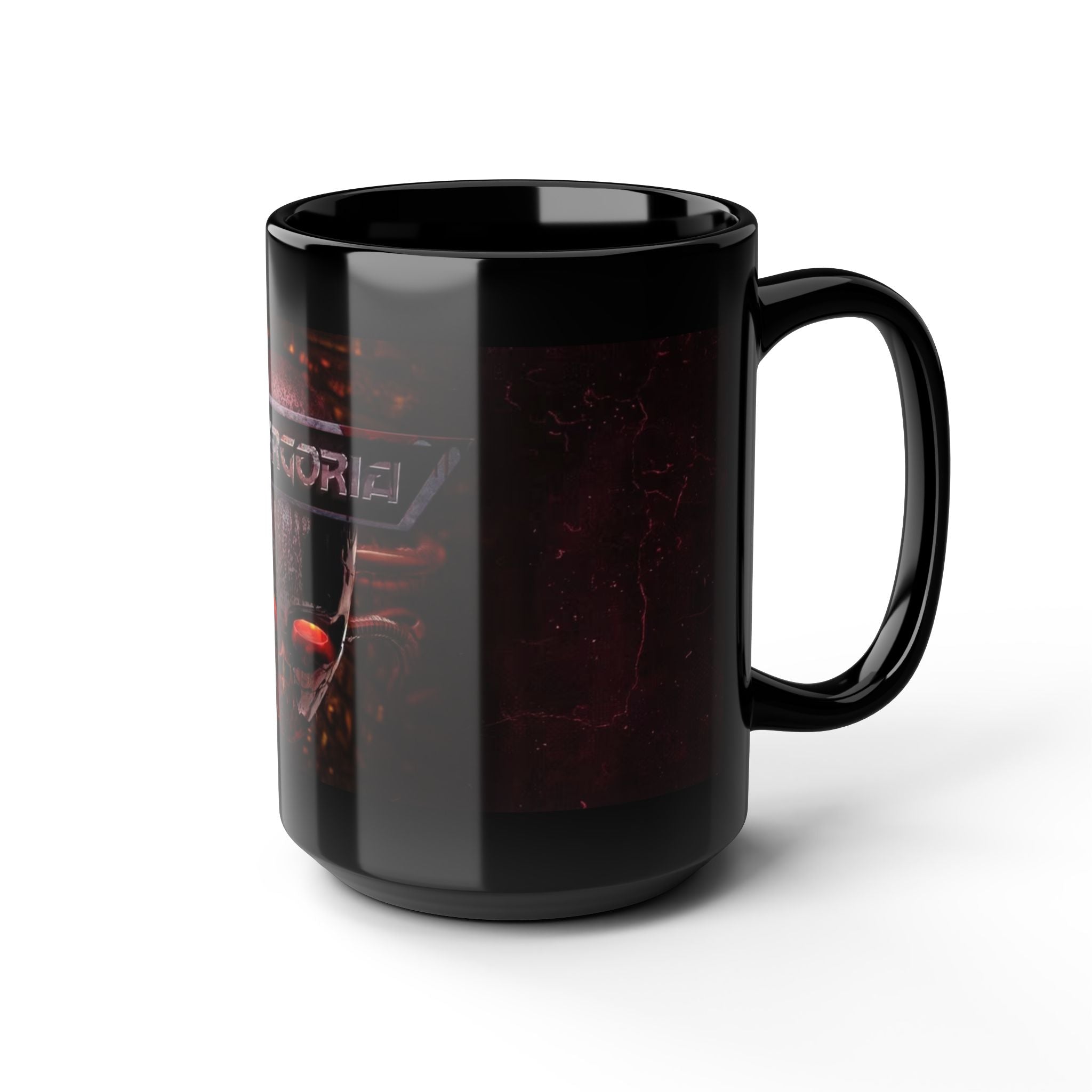 Cybergoria Skull Black Mug — Gothic Cyberpunk Coffee Cup (11oz/15oz)