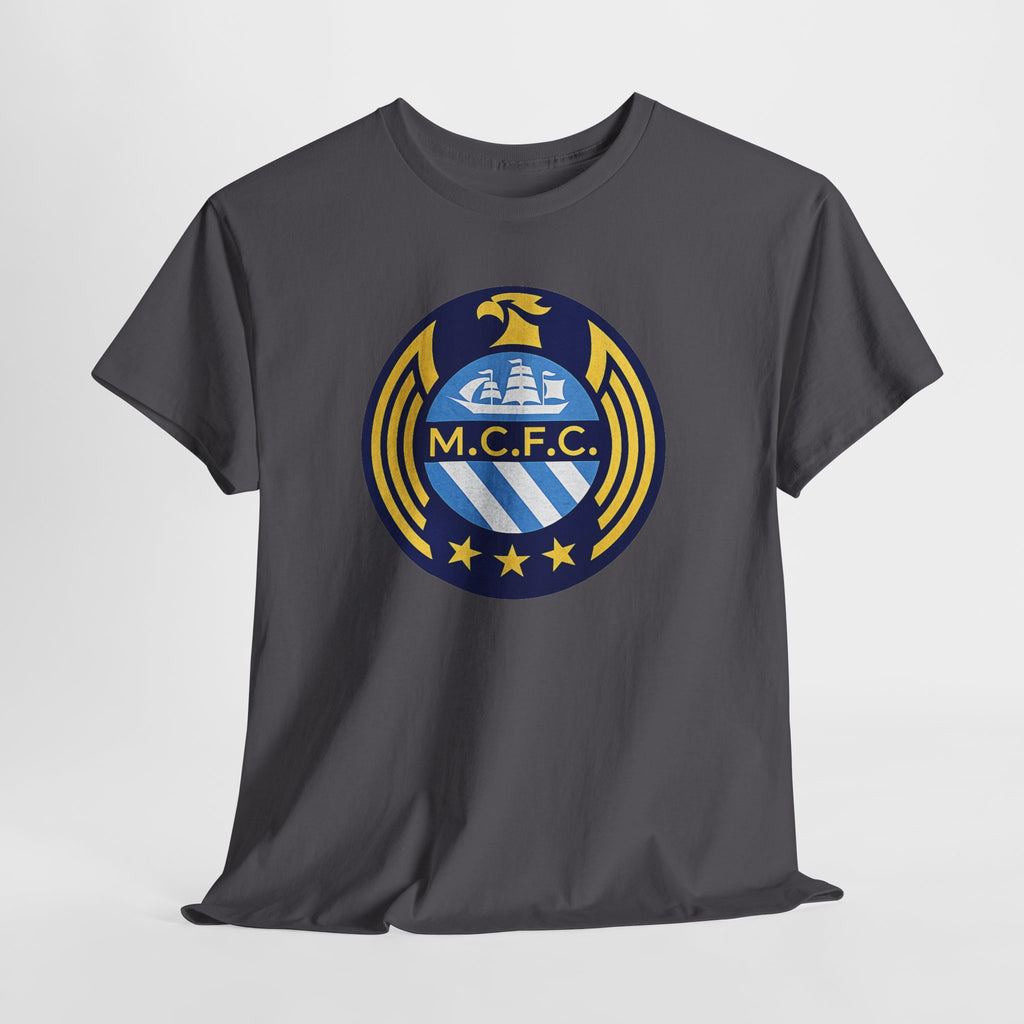 MCFC Crest T-Shirt — Vintage Blue & Gold Soccer Tee