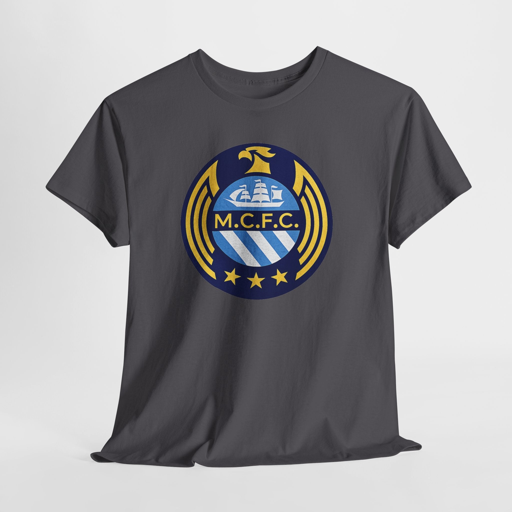 MCFC Crest T-Shirt — Vintage Blue & Gold Soccer Tee