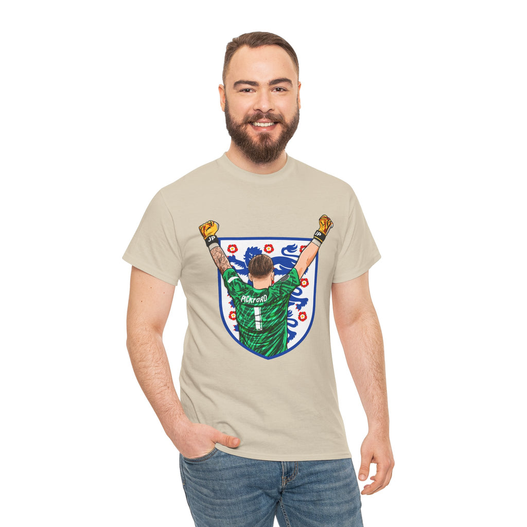 Pickford England Number 1 Goalkeeper Graphic Tee — Victory Pose Jersey Design