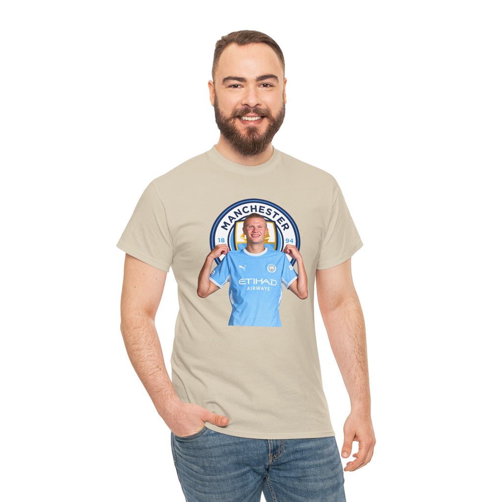 Manchester City Erling Haaland Inspired Cotton T-Shirt Tee — Player Celebratory Graphic T-Shirt