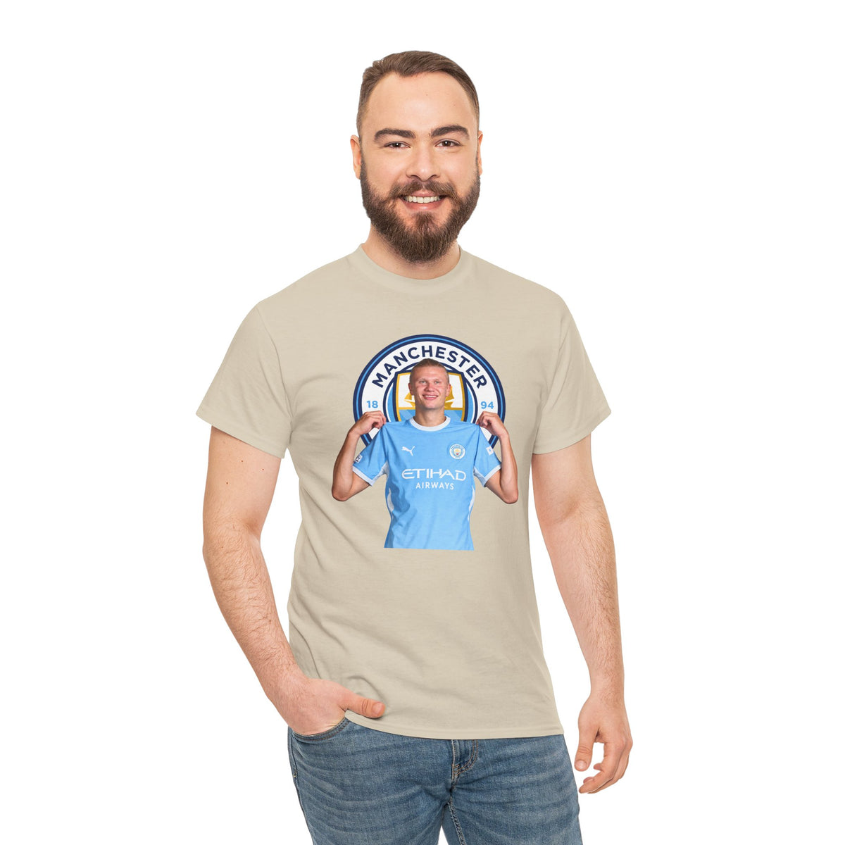 Manchester City Erling Haaland Inspired Cotton T-Shirt Tee — Player Celebratory Graphic T-Shirt