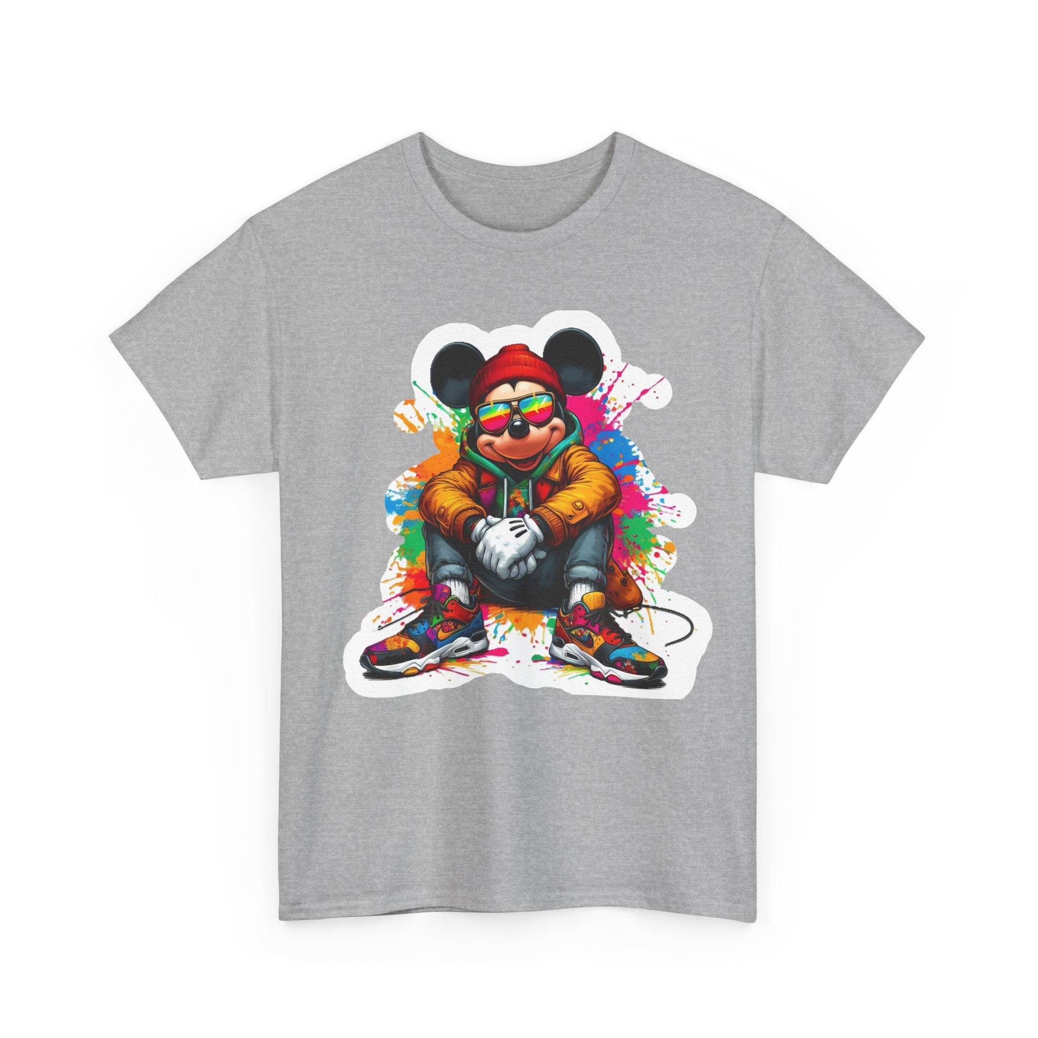 Streetwear Mouse Graphic Tee — Colorful Urban Hip-Hop Cartoon Shirt