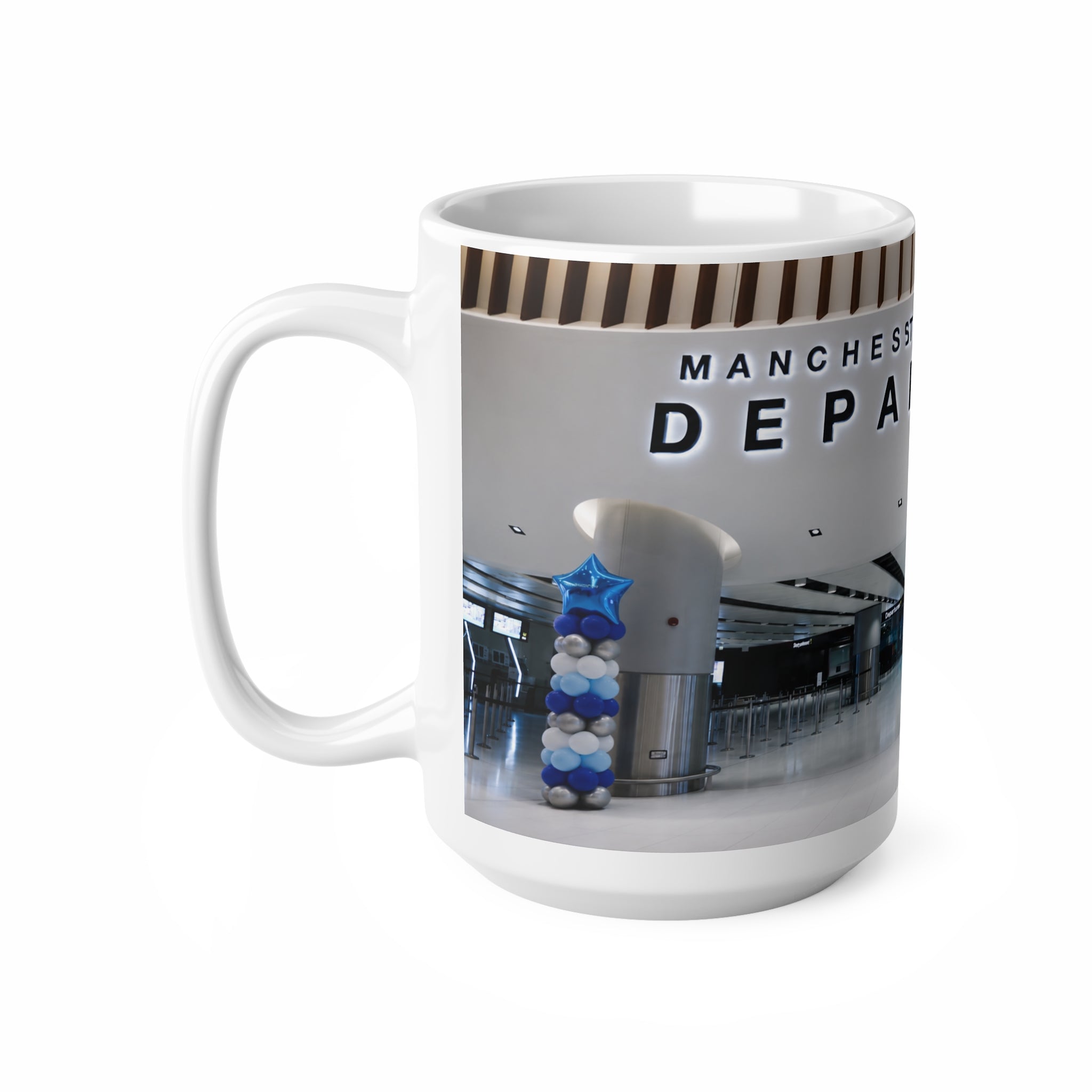 Manchester Airport Departures Terminal 2 Ceramic Coffee Cup (11oz & 15oz)