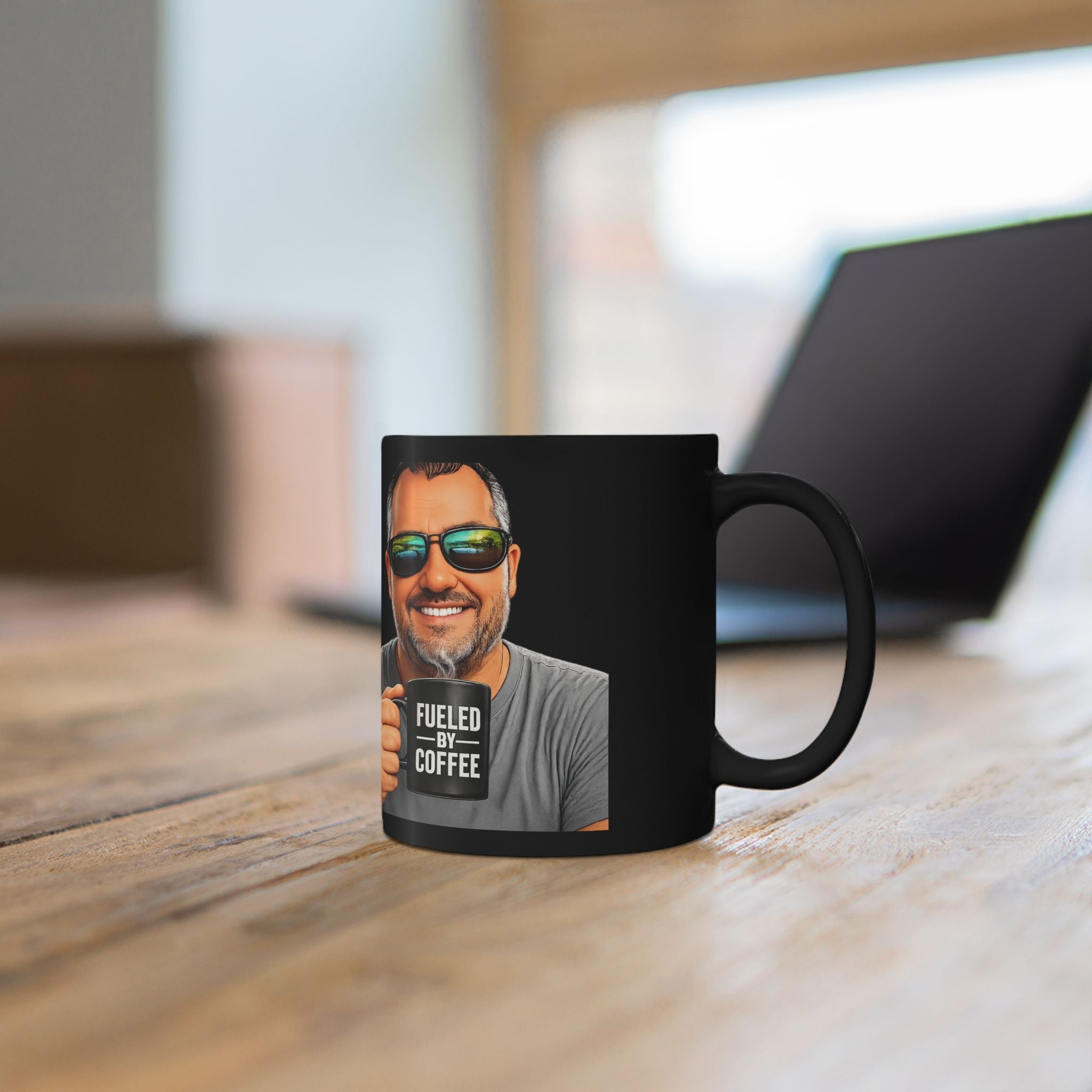Fueled by Coffee Mug — Black Ceramic Coffee Cup (11oz & 15oz)