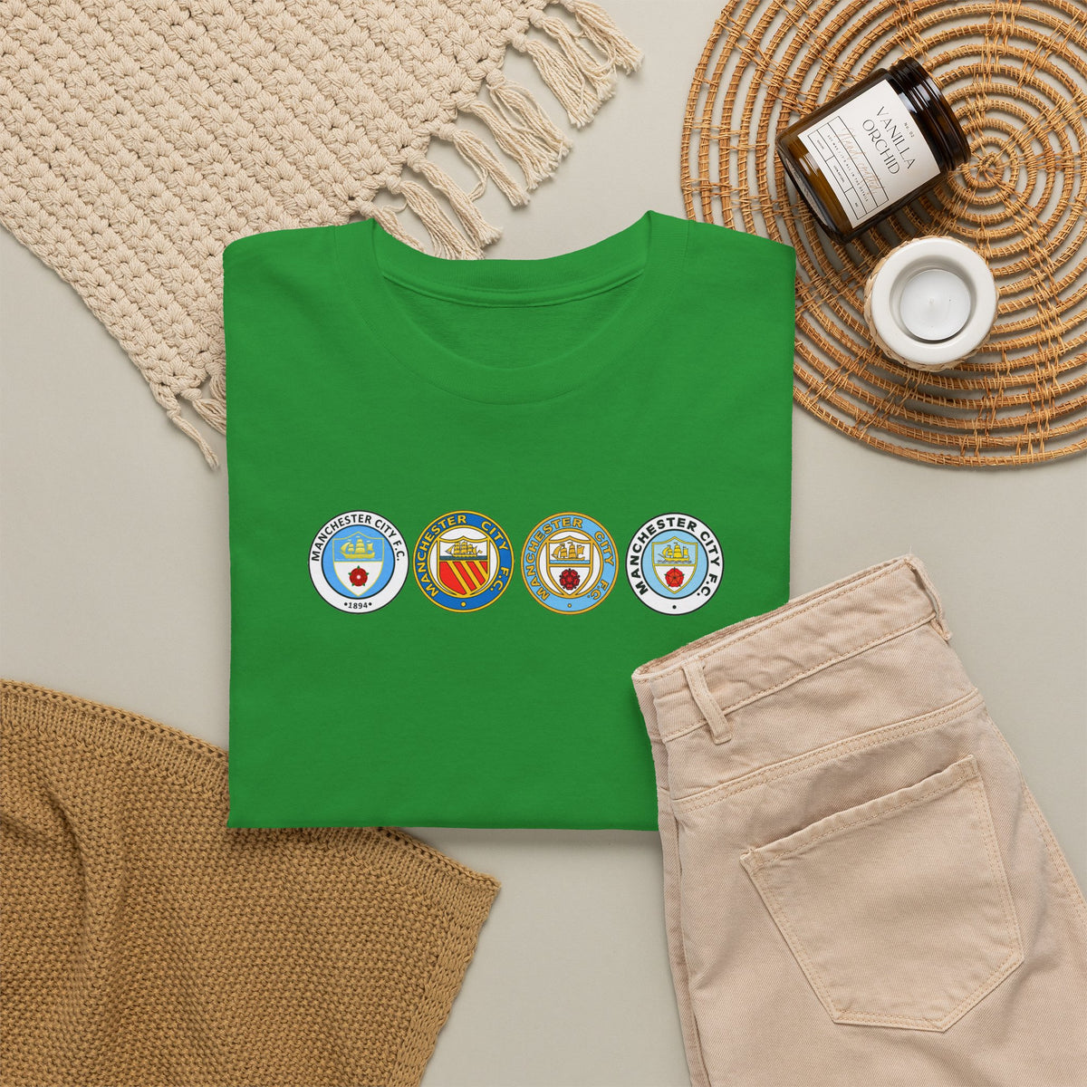 Man City Retro Crest Inspired Cotton T-Shirt