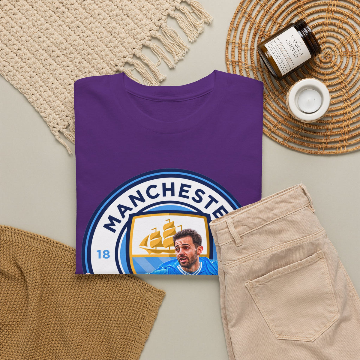 Bernardo SIlva Manchester City legend Cotton T‑Shirt — Blue Crest Football Tee