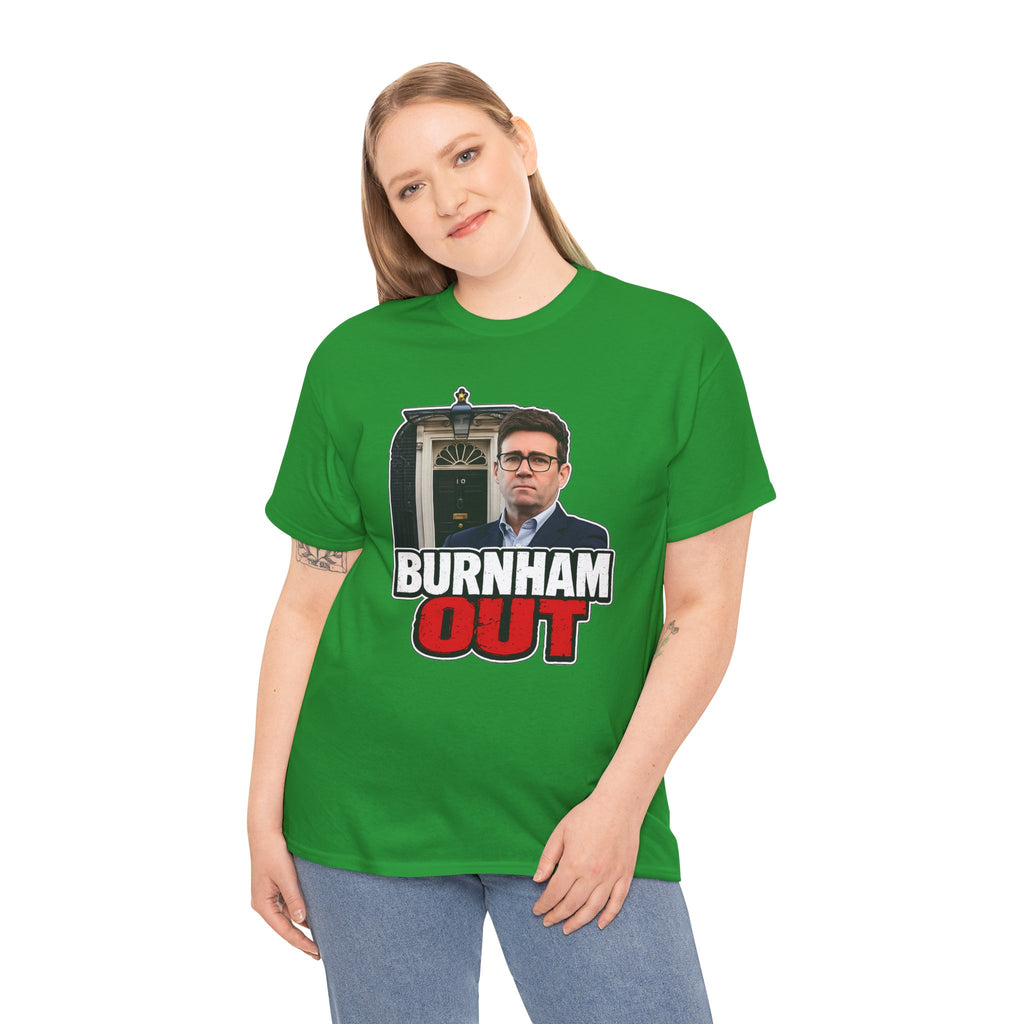 Andy Burnham Out Political Satire T‑Shirt — "Burnham Out" Protest Tee