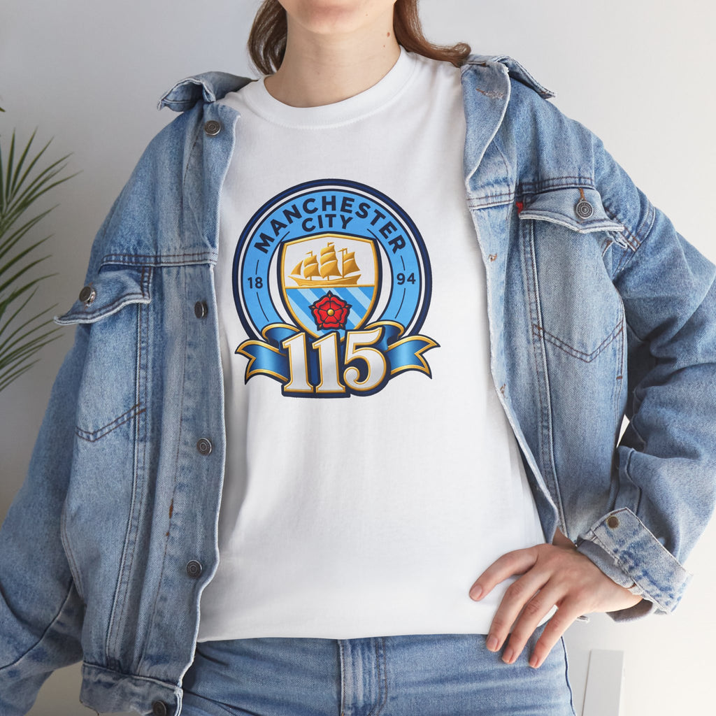 Manchester City 115th Crest Inspired Cotton T-Shirt