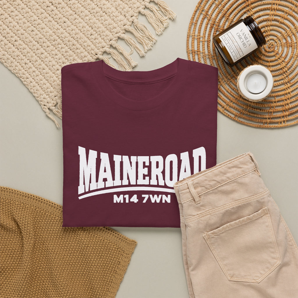 Maine Road Manchester City Cotton T-Shirt — M14 7WN Maine Graphic T-Shirt