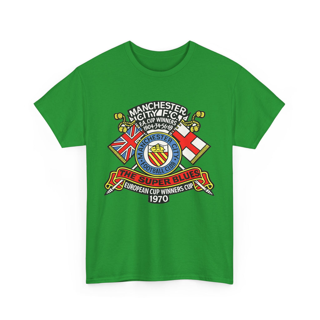 Manchester City Vintage Crest Tee — 'The Super Blues' 1970 European Cup Winners