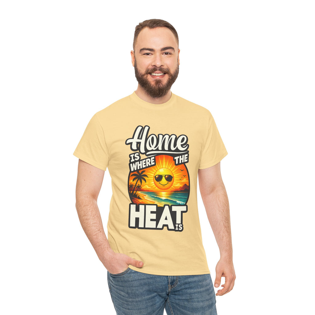 Home Is Where The Heat Is T-Shirt — Retro Beach Sunset Tee