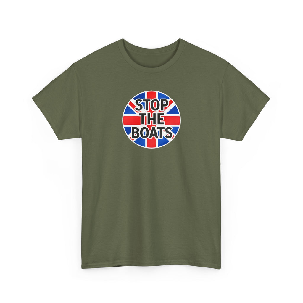 Stop The Boats Union Jack Protest Cotton T-Shirt / Tee