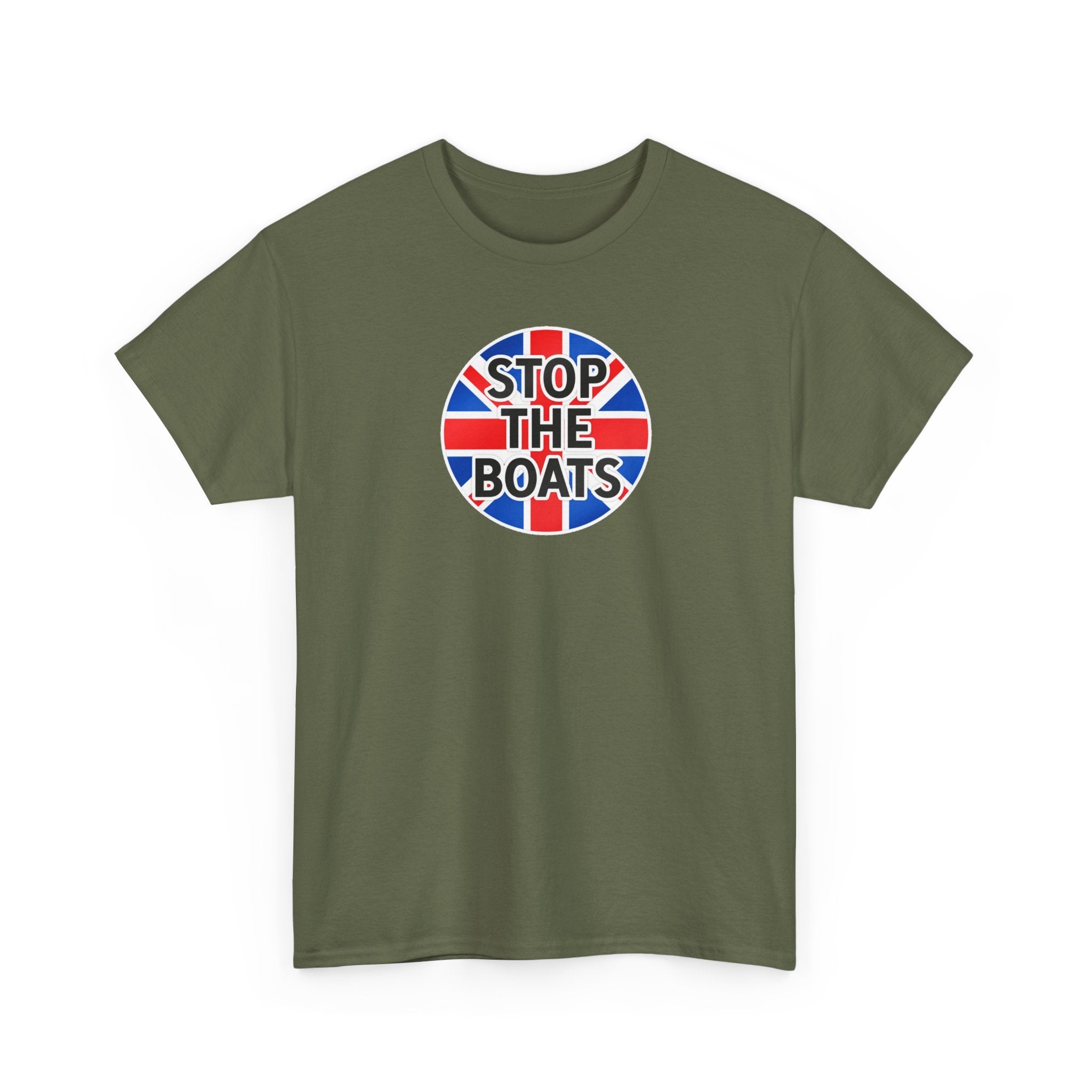 Stop The Boats Union Jack Protest Cotton T-Shirt / Tee