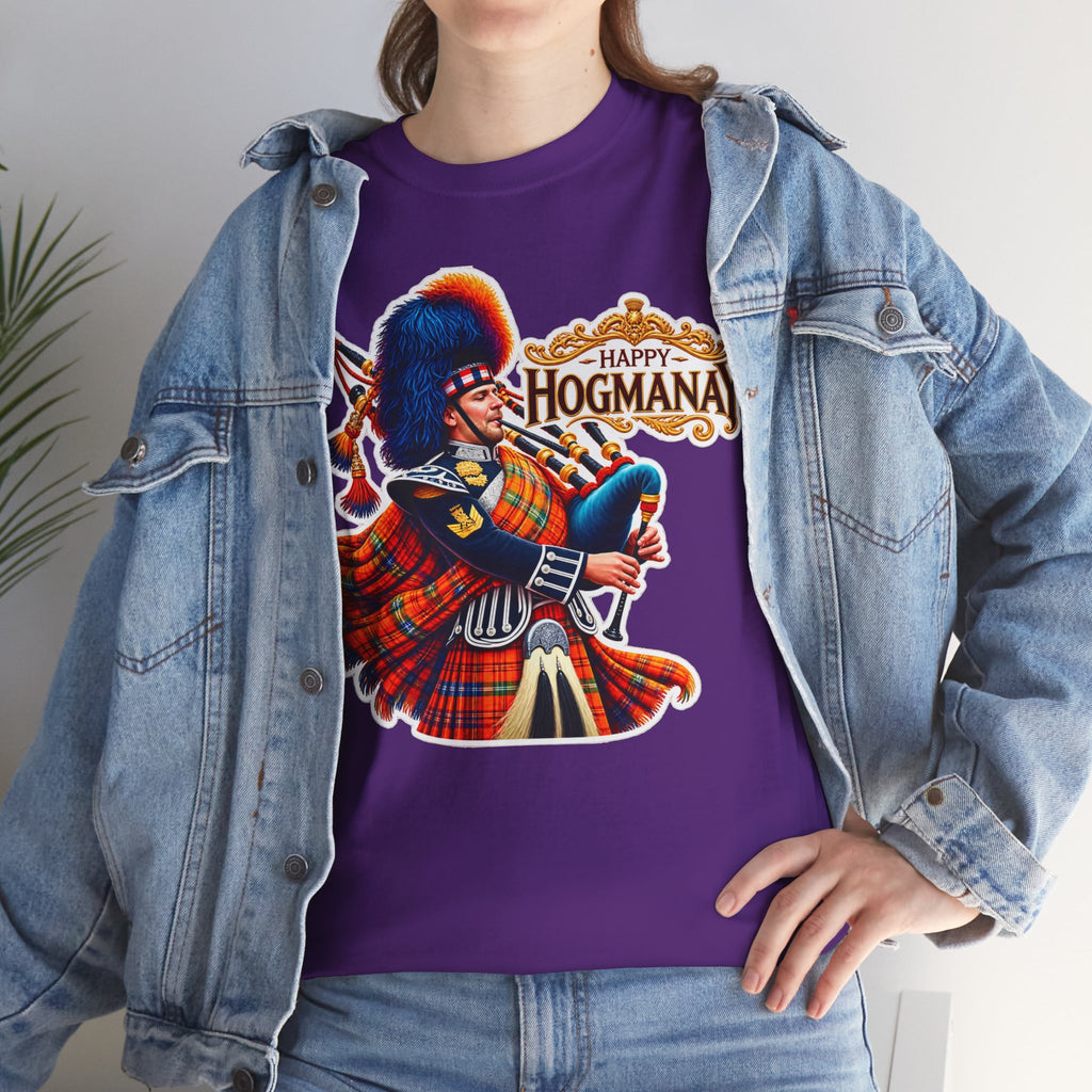 Hogmanay Bagpiper T‑Shirt — Happy Hogmanay Scottish New Year Tee