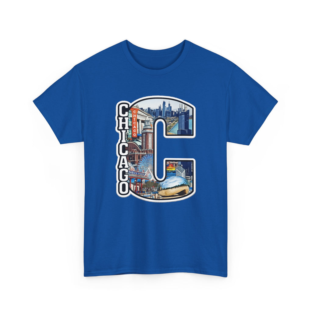 Chicago C Letter T-Shirt — City Skyline Graphic Cotton Tee